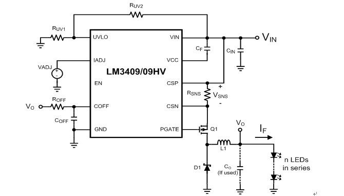 LM3409/09HV降壓LED驅動器