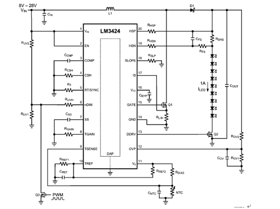 LM3424升壓LED驅動器