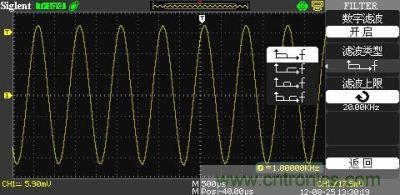 1KHz信號 ，打開數(shù)字濾波，測量值為1KHz