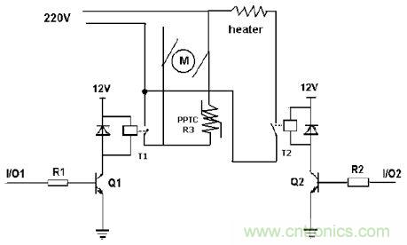 豆漿機馬達和加熱器的電路示意圖