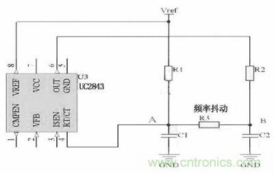 對于用RT/CT振蕩來實現開關頻率的IC，比如UC4843　　