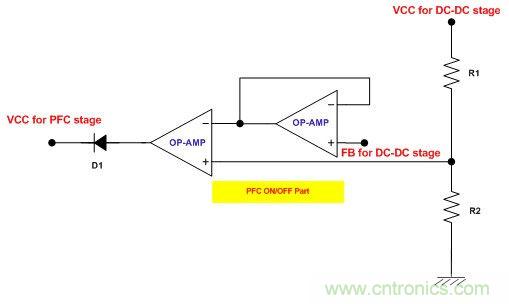 建議的實現PFC級間歇工作的電路