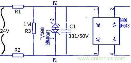案例1：輸入端24V波動，R1和R2常被燒壞。