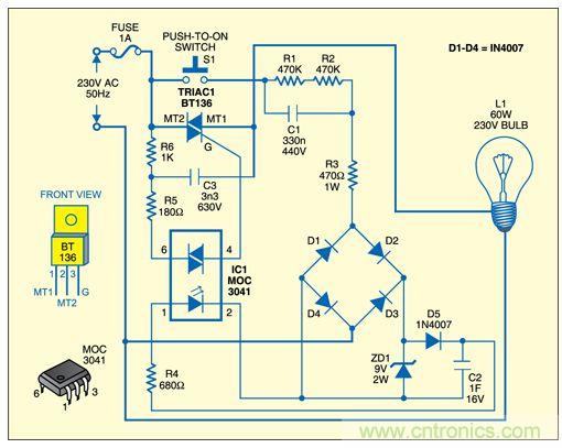 關燈后燈光逐漸熄滅的電路設計