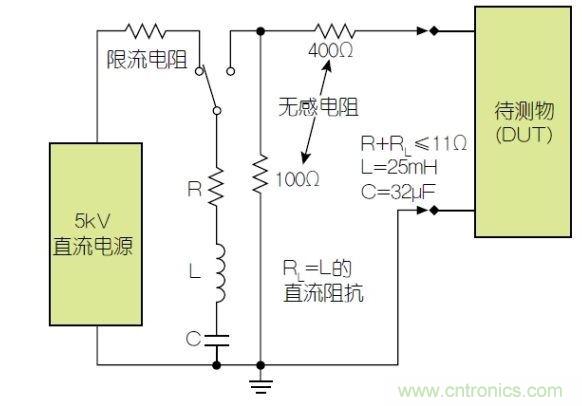 除顫器測試配置(注意較大電容)。