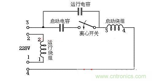 雙值電容異步電動機倒順接線圖