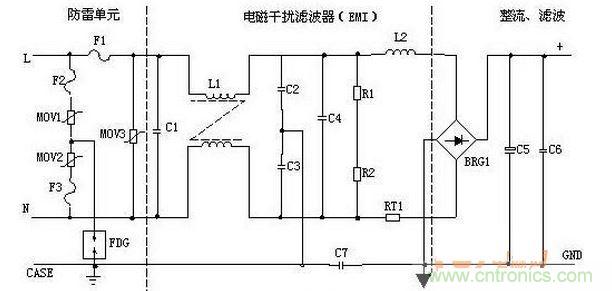 輸入濾波、整流回路原理圖