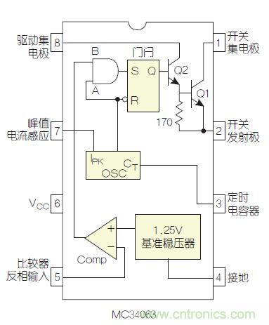 圖2：MC34063是該電路核心。