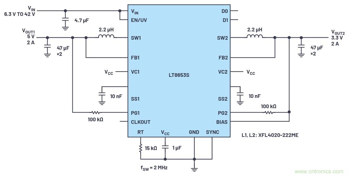 具有6.2 µA靜態(tài)電流的雙通道、42 V、2 A、單片、同步降壓型Silent Switcher 2穩(wěn)壓器