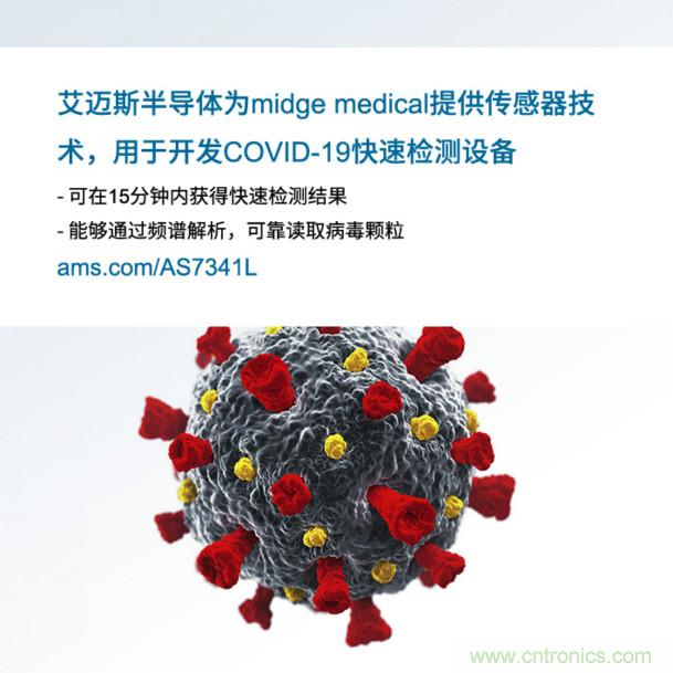 艾邁斯為midge medical提供傳感器技術，用于開發(fā)COVID-19快速檢測設備