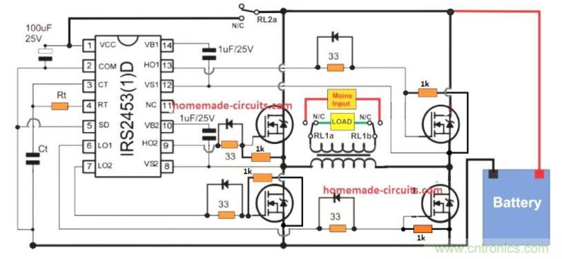 使用MOSFET內的二極管為逆變器中的電池充電