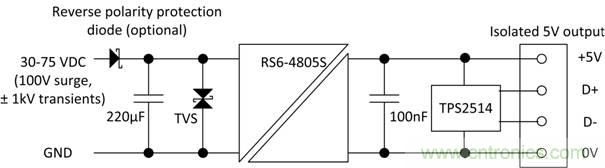 使用RECOM DC／DC轉換器作為USB充電器