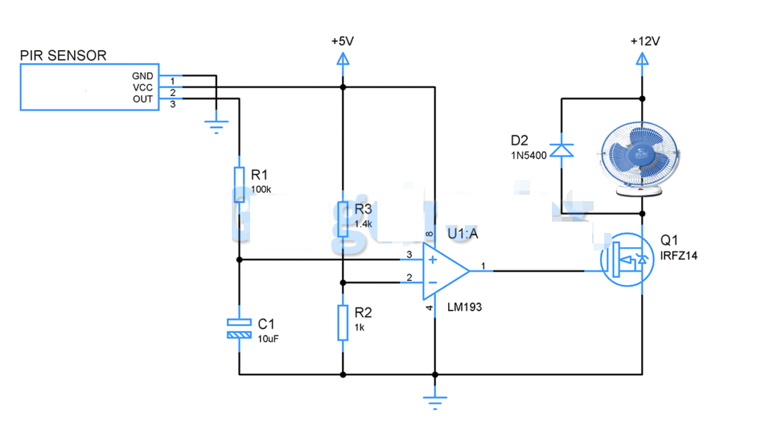 運(yùn)動傳感器風(fēng)扇電路圖分享