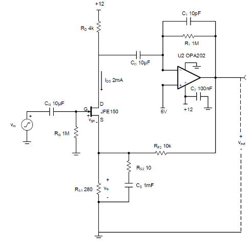 如何使用分立式 JFET 放大低噪聲電路中的小信號？