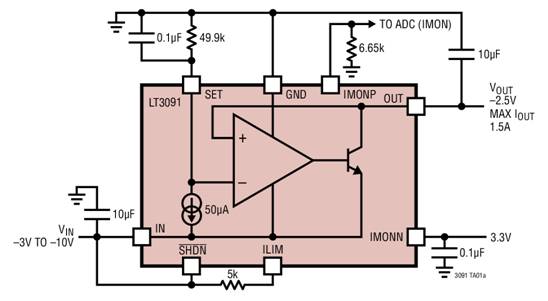 利用LT3080x電流源基準線性穩壓器停機